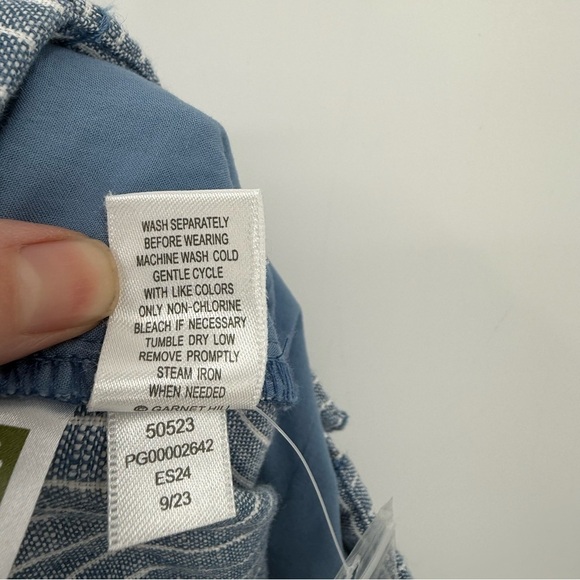 Garnet Hill NEW Straight-Leg Linen Pleated Trousers in Indigo Sky Mini Stripe 6 - Picture 8 of 13